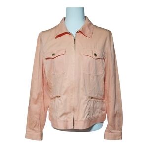 Chaps Peach Denim Jacket Cropped Casual Style